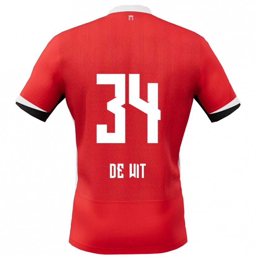 Danxen Heren Mees De Wit #34 Rood Wit Thuisshirt Thuistenue 2025/26 T-Shirt