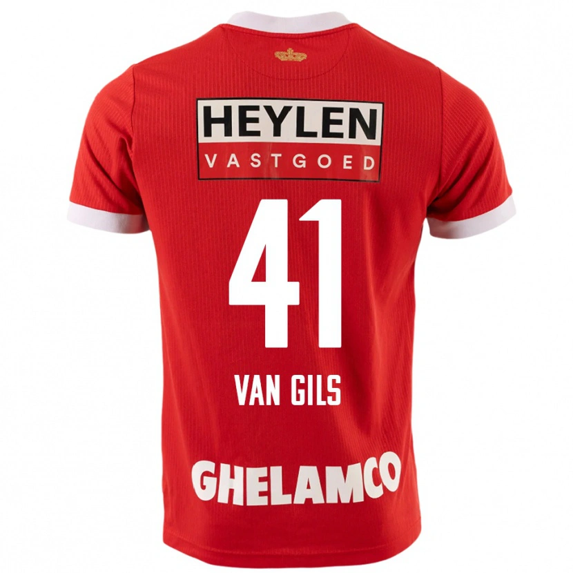 Danxen Heren Mathis Van Gils #41 Rood Wit Thuisshirt Thuistenue 2025/26 T-Shirt