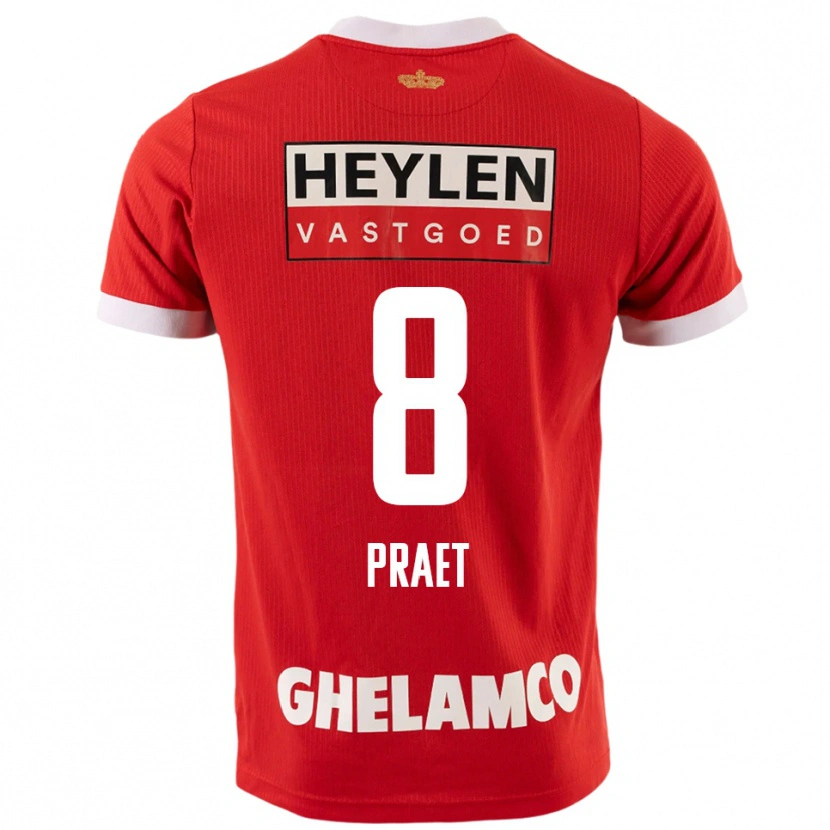 Danxen Heren Dennis Praet #8 Rood Wit Thuisshirt Thuistenue 2025/26 T-Shirt