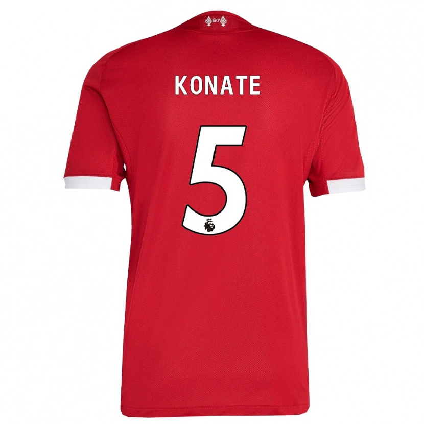 Danxen Heren Ibrahima Konaté #5 Rood Wit Thuisshirt Thuistenue 2025/26 T-Shirt