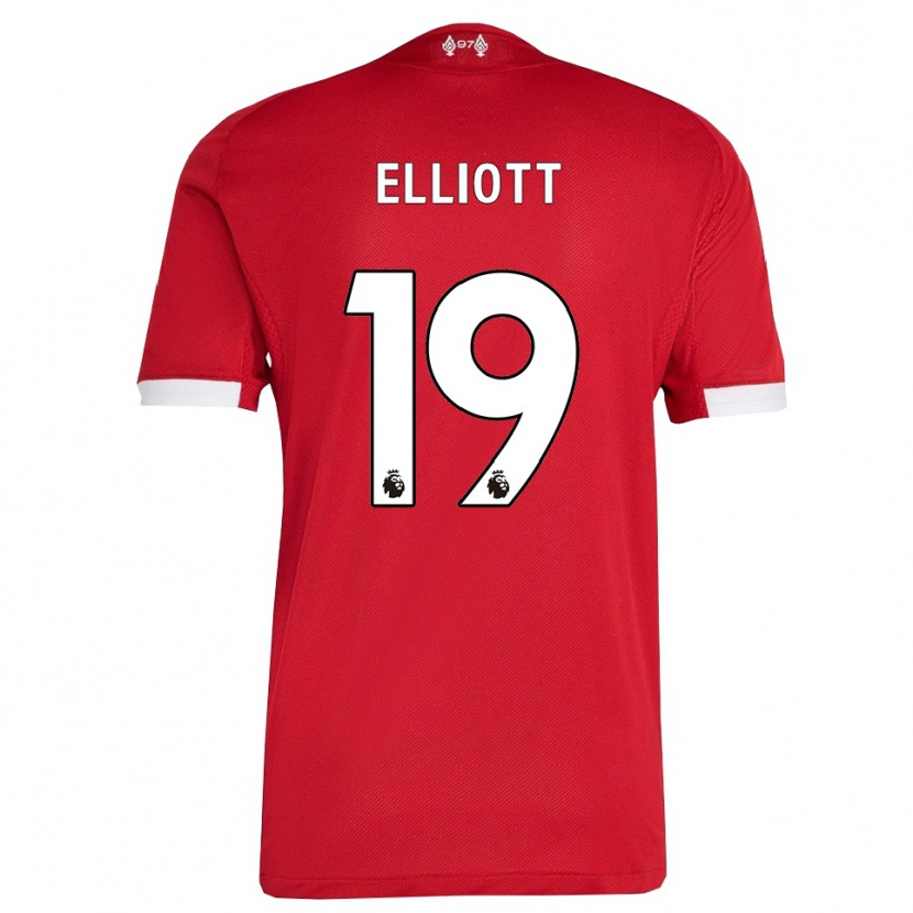 Danxen Heren Harvey Elliott #19 Rood Wit Thuisshirt Thuistenue 2025/26 T-Shirt