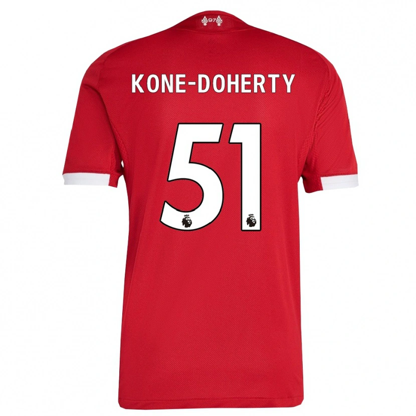 Danxen Heren Trent Kone-Doherty #51 Rood Wit Thuisshirt Thuistenue 2025/26 T-Shirt