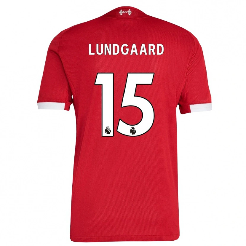 Danxen Heren Sofie Lundgaard #15 Rood Wit Thuisshirt Thuistenue 2025/26 T-Shirt