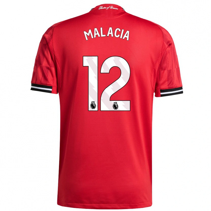 Danxen Heren Tyrell Malacia #12 Rood Zwart Wit Thuisshirt Thuistenue 2025/26 T-Shirt