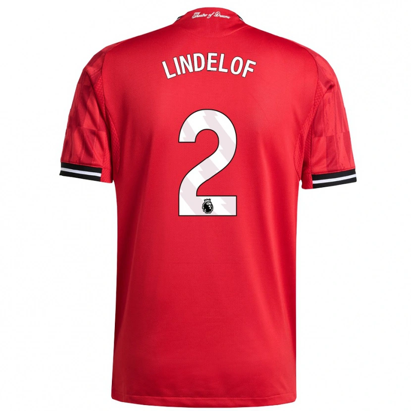 Danxen Heren Victor Lindelof #2 Rood Zwart Wit Thuisshirt Thuistenue 2025/26 T-Shirt