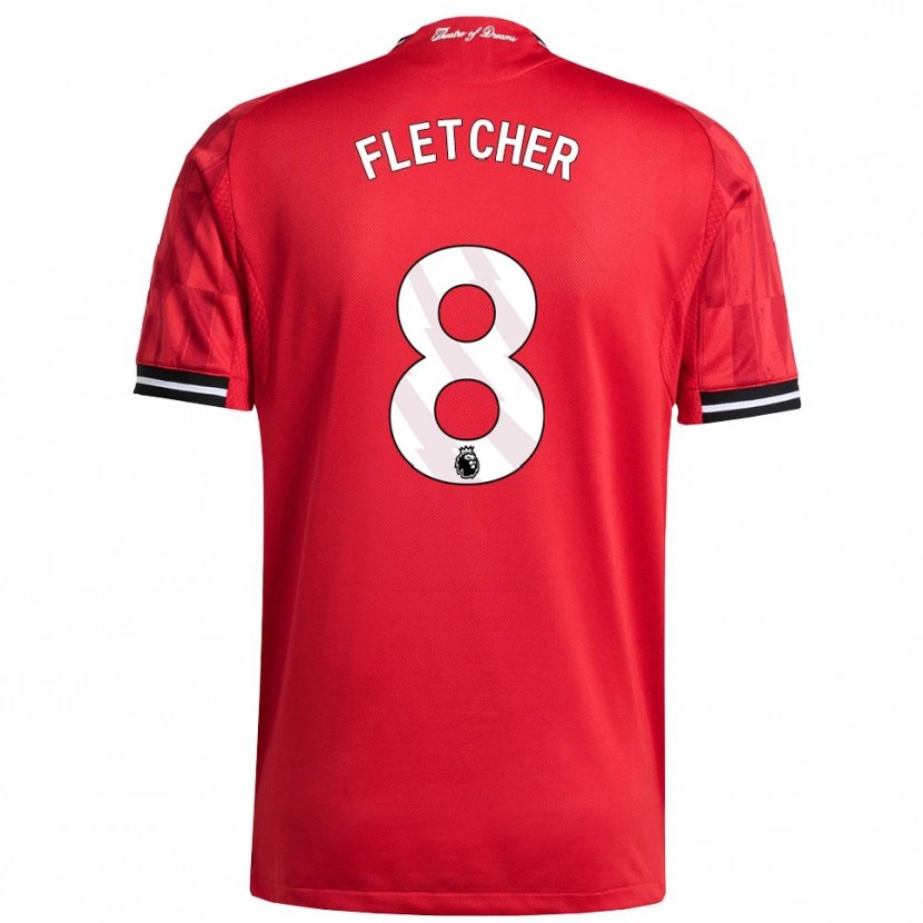 Danxen Heren Tyler Fletcher #8 Rood Zwart Wit Thuisshirt Thuistenue 2025/26 T-Shirt