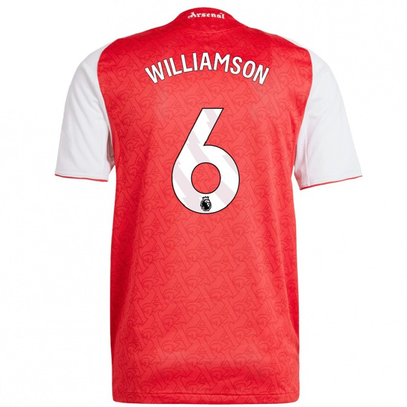 Danxen Heren Leah Williamson #6 Rood Wit Thuisshirt Thuistenue 2025/26 T-Shirt