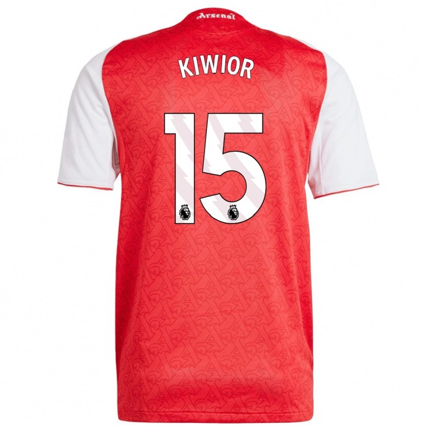 Danxen Heren Jakub Kiwior #15 Rood Wit Thuisshirt Thuistenue 2025/26 T-Shirt
