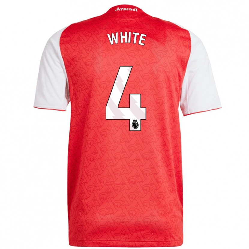 Danxen Heren Ben White #4 Rood Wit Thuisshirt Thuistenue 2025/26 T-Shirt