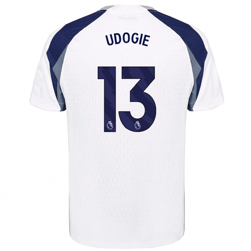 Danxen Heren Destiny Udogie #13 Wit Marineblauw Thuisshirt Thuistenue 2025/26 T-Shirt