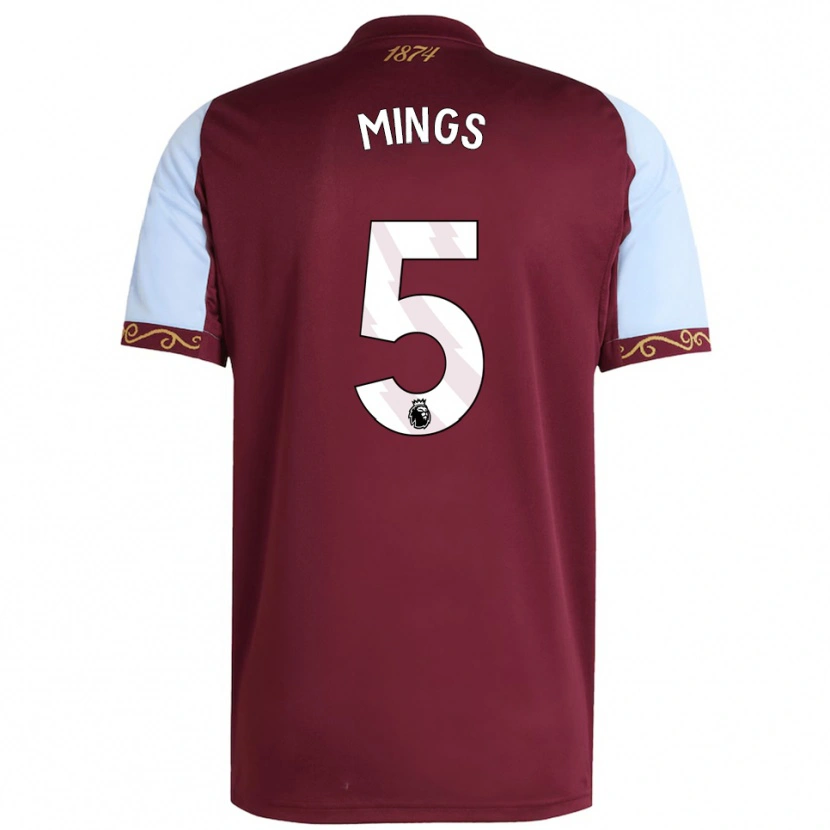 Danxen Heren Tyrone Mings #5 Bourgondisch Hemelsblauw Thuisshirt Thuistenue 2025/26 T-Shirt