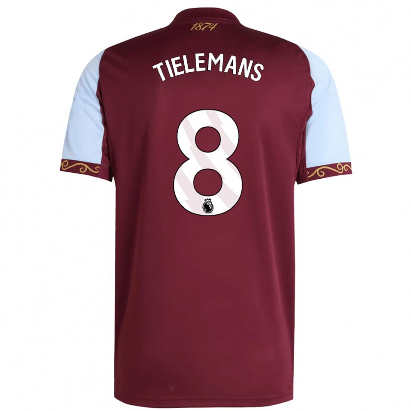 Danxen Heren Youri Tielemans #8 Bourgondisch Hemelsblauw Thuisshirt Thuistenue 2025/26 T-Shirt