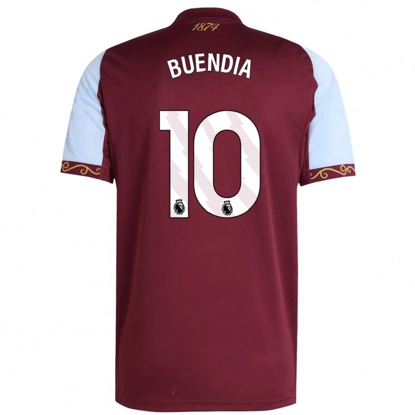 Danxen Heren Emiliano Buendía #10 Bourgondisch Hemelsblauw Thuisshirt Thuistenue 2025/26 T-Shirt
