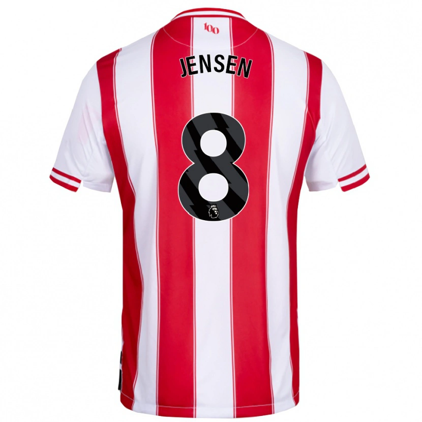 Danxen Heren Mathias Jensen #8 Rood Wit Thuisshirt Thuistenue 2025/26 T-Shirt