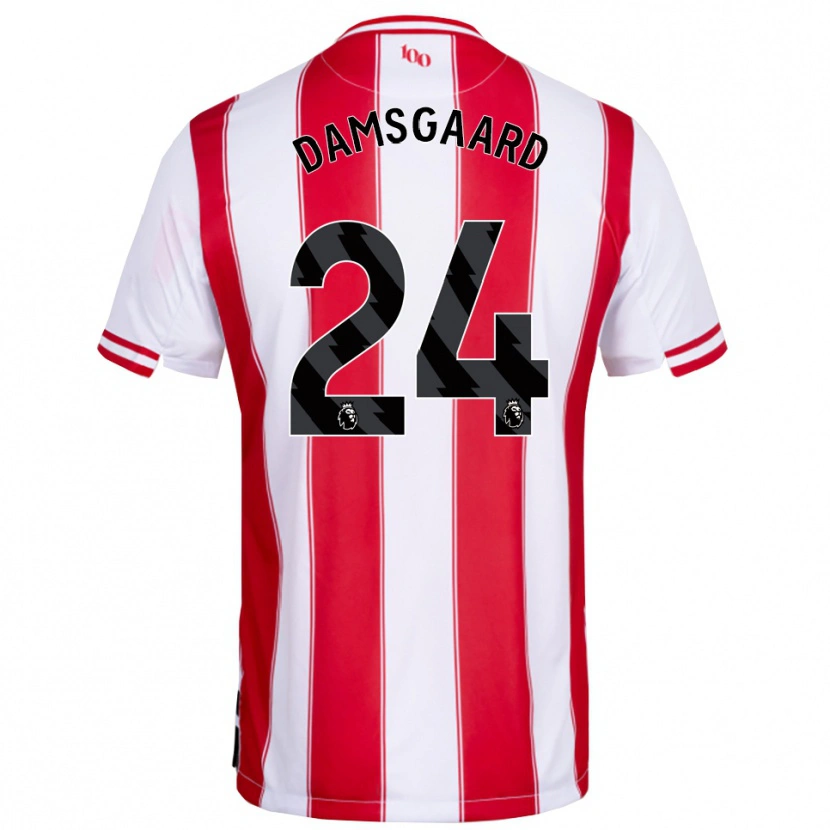 Danxen Heren Mikkel Damsgaard #24 Rood Wit Thuisshirt Thuistenue 2025/26 T-Shirt