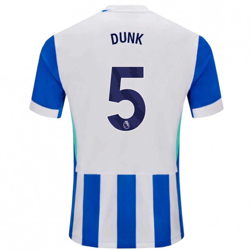 Danxen Heren Lewis Dunk #5 Blauw Wit Thuisshirt Thuistenue 2025/26 T-Shirt
