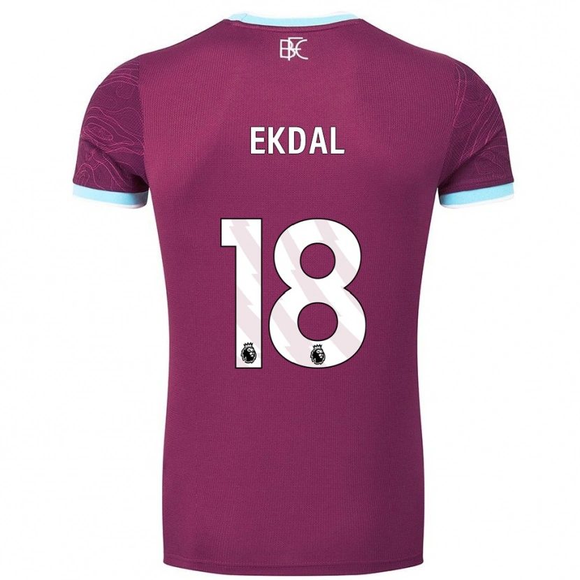 Danxen Heren Hjalmar Ekdal #18 Bourgondisch Hemelsblauw Thuisshirt Thuistenue 2025/26 T-Shirt