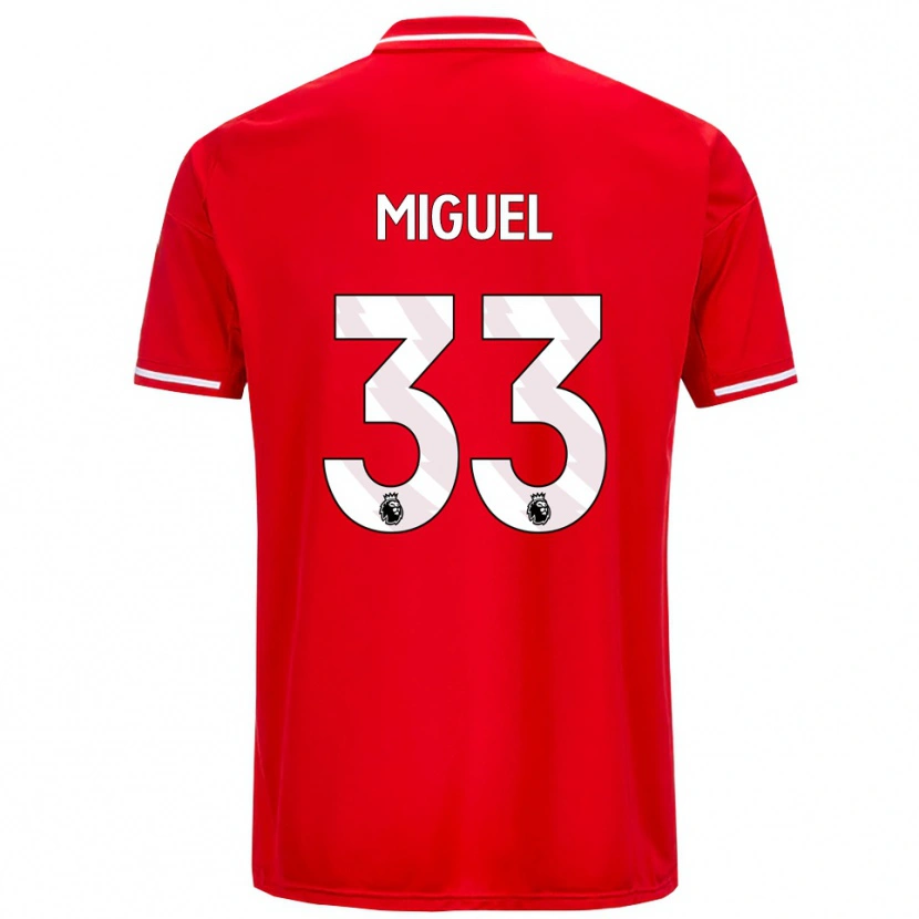 Danxen Heren Carlos Miguel #33 Rood Wit Thuisshirt Thuistenue 2025/26 T-Shirt