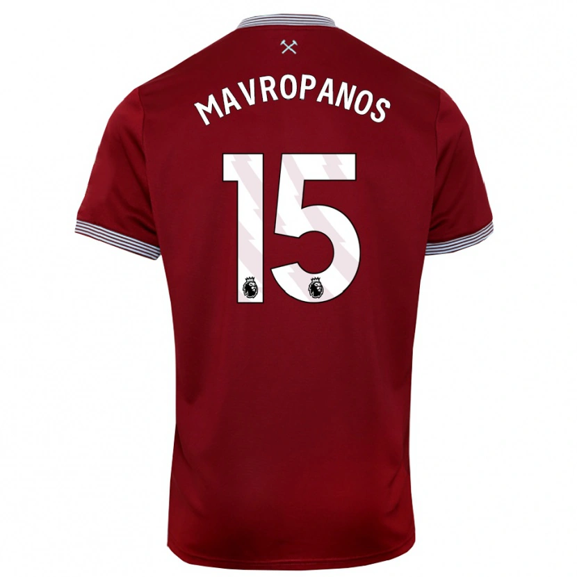 Danxen Heren Konstantinos Mavropanos #15 Bourgondisch Wit Thuisshirt Thuistenue 2025/26 T-Shirt