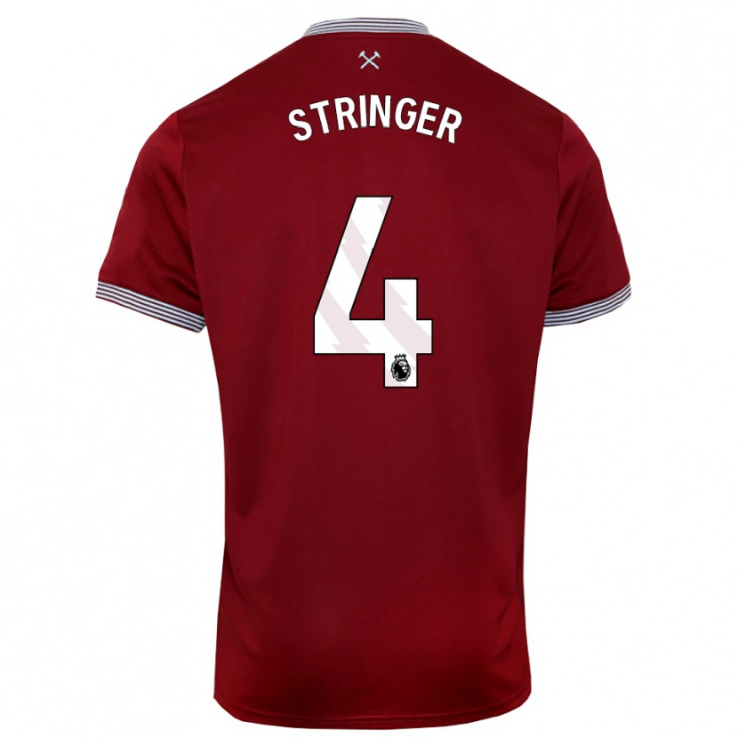 Danxen Heren Abbey Leigh Stringer #4 Bourgondisch Wit Thuisshirt Thuistenue 2025/26 T-Shirt