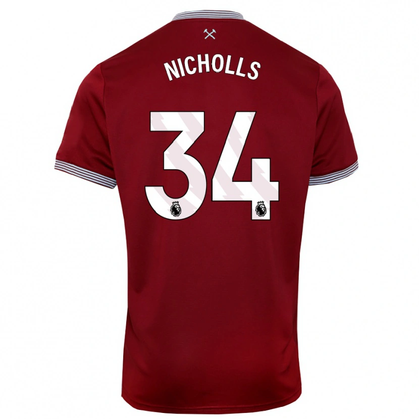 Danxen Heren Macey Nicholls #34 Bourgondisch Wit Thuisshirt Thuistenue 2025/26 T-Shirt