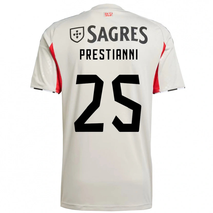Danxen Heren Gianluca Prestianni #25 Gebroken Wit Rood Uitshirt Uittenue 2025/26 T-Shirt
