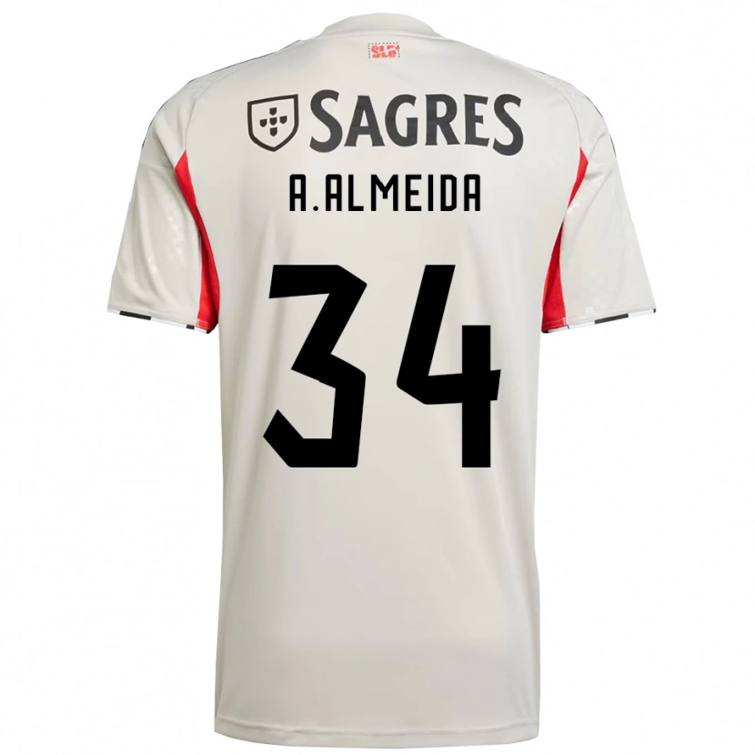 Danxen Heren Andre Almeida #34 Gebroken Wit Rood Uitshirt Uittenue 2025/26 T-Shirt