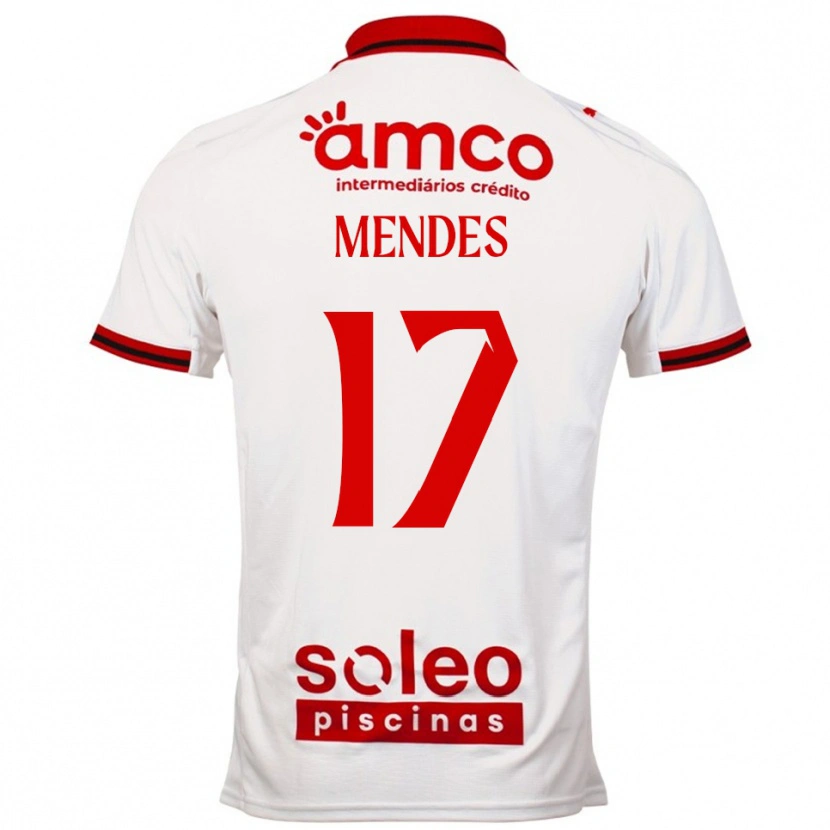 Danxen Heren Joe Mendes #17 Wit Rood Uitshirt Uittenue 2025/26 T-Shirt