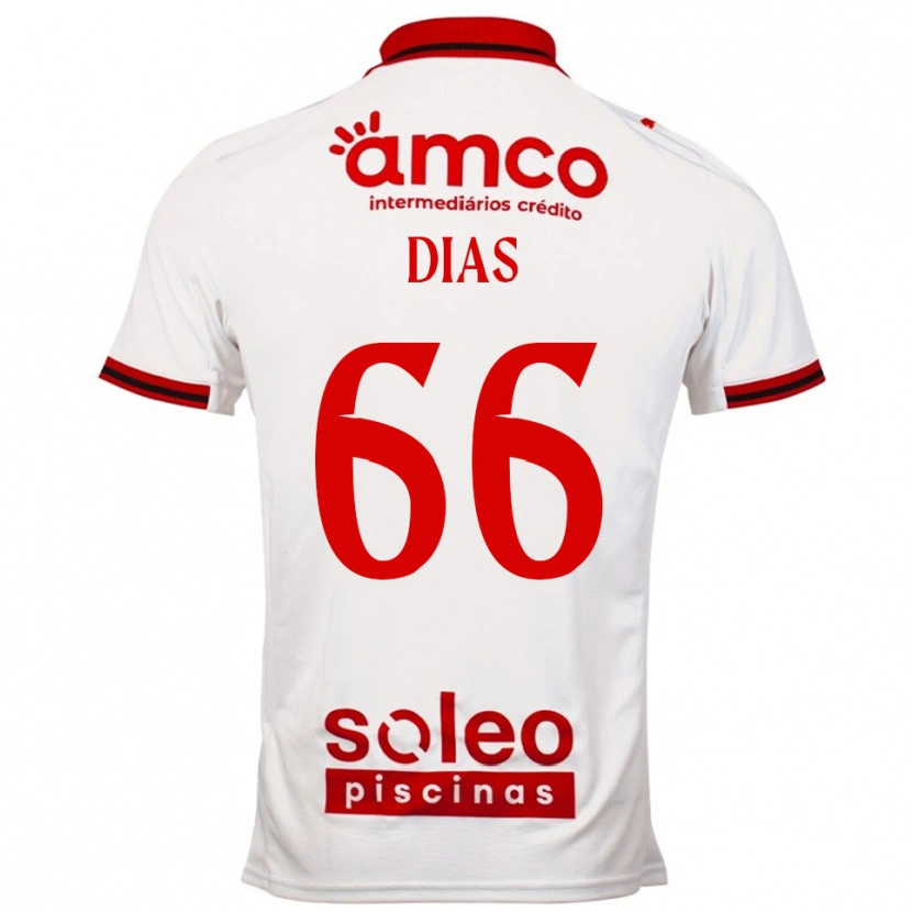 Danxen Heren Gonçalo Dias #66 Wit Rood Uitshirt Uittenue 2025/26 T-Shirt