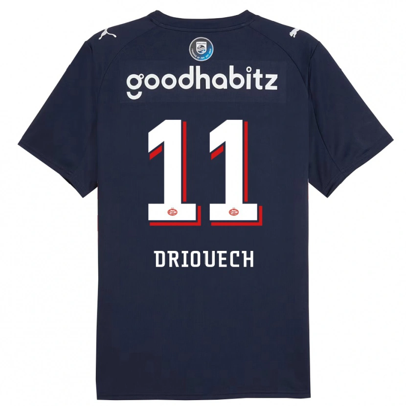 Danxen Heren Couhaib Driouech #11 Marineblauw Wit Uitshirt Uittenue 2025/26 T-Shirt