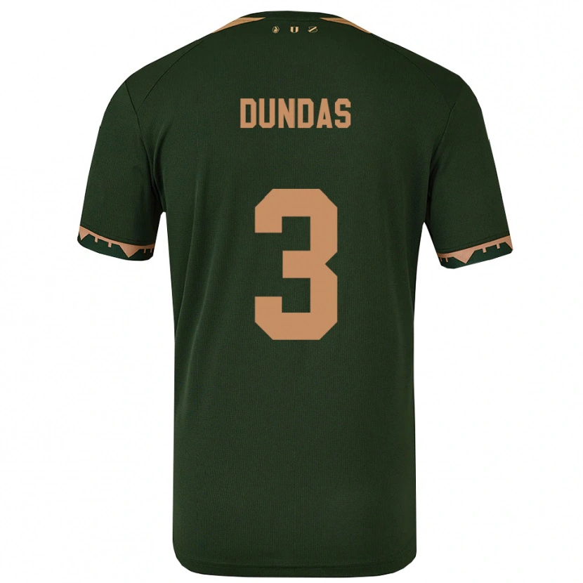 Danxen Heren Noa Dundas #3 Groen Goud Uitshirt Uittenue 2025/26 T-Shirt