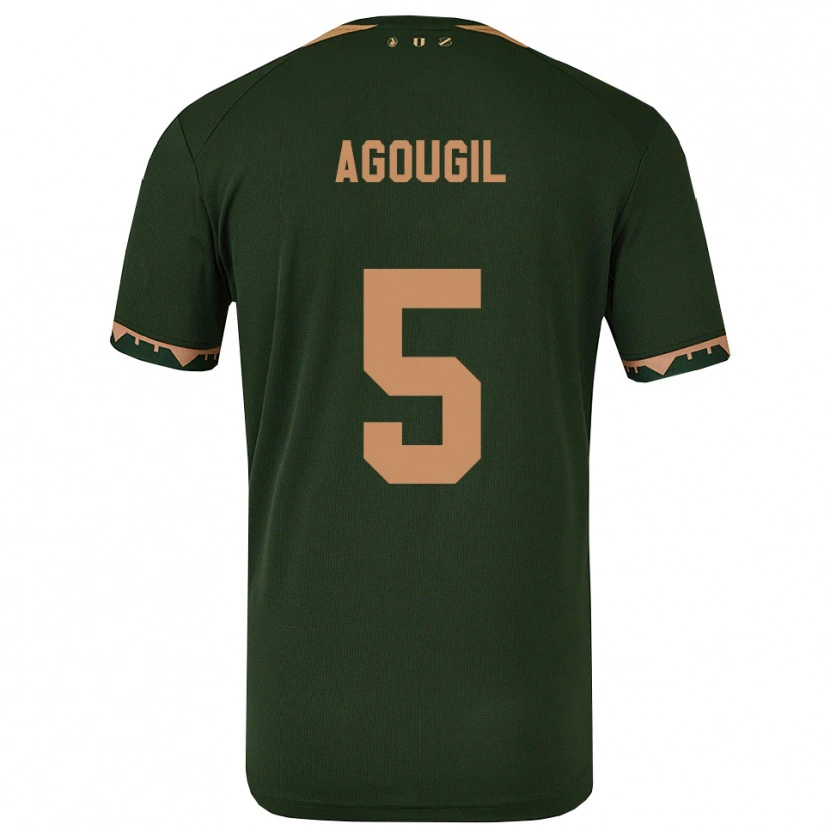 Danxen Heren Oualid Agougil #5 Groen Goud Uitshirt Uittenue 2025/26 T-Shirt