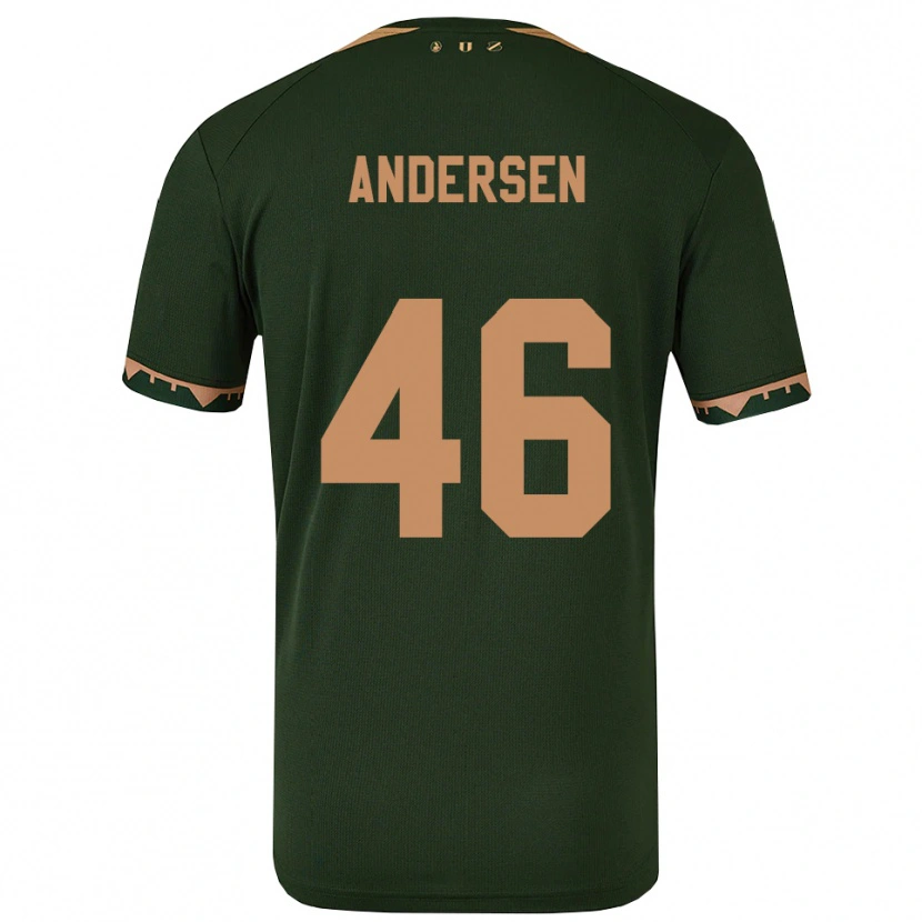 Danxen Heren Silas Andersen #46 Groen Goud Uitshirt Uittenue 2025/26 T-Shirt