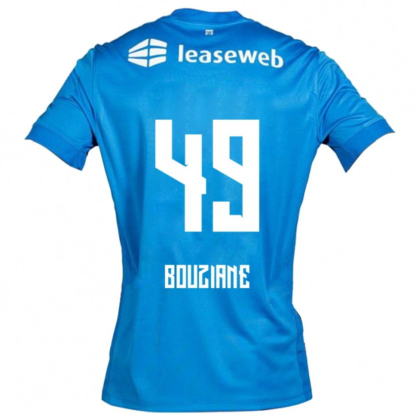 Danxen Heren Wassim Bouziane #49 Blauw Wit Uitshirt Uittenue 2025/26 T-Shirt