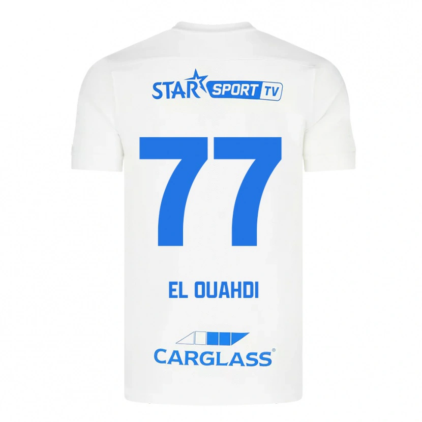 Danxen Heren Zakaria El Ouahdi #77 Wit Blauw Uitshirt Uittenue 2025/26 T-Shirt
