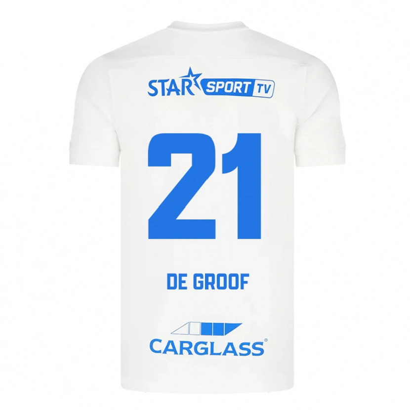 Danxen Heren Jens De Groof #21 Wit Blauw Uitshirt Uittenue 2025/26 T-Shirt