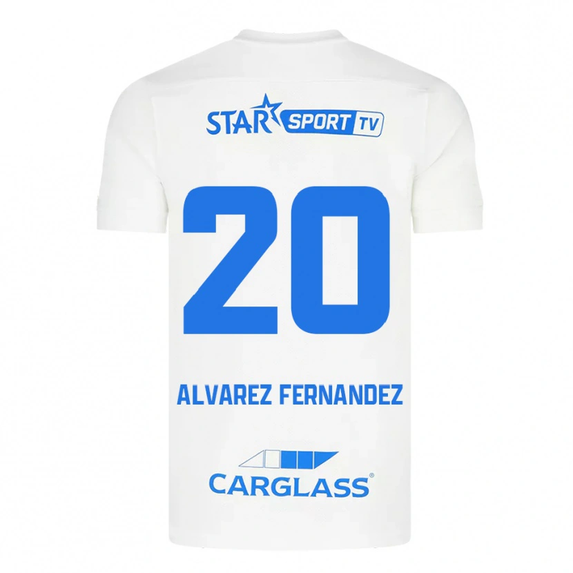 Danxen Heren Loïc Alvarez Fernandez #20 Wit Blauw Uitshirt Uittenue 2025/26 T-Shirt