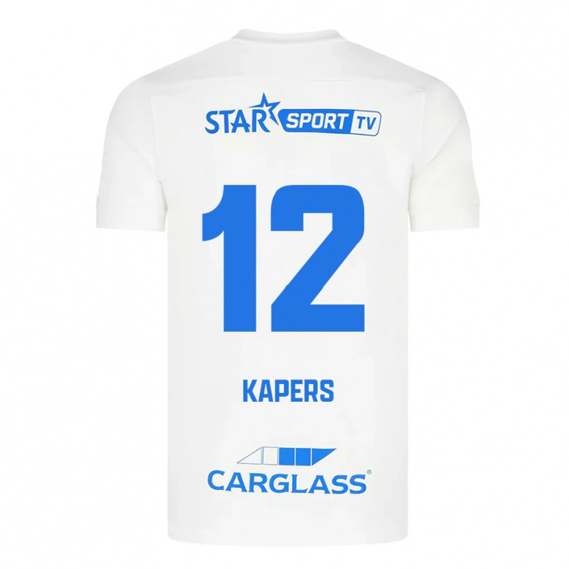 Danxen Heren Wout Kapers #12 Wit Blauw Uitshirt Uittenue 2025/26 T-Shirt