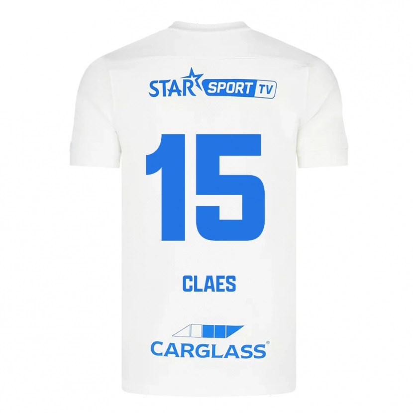 Danxen Heren Thomas Claes #15 Wit Blauw Uitshirt Uittenue 2025/26 T-Shirt