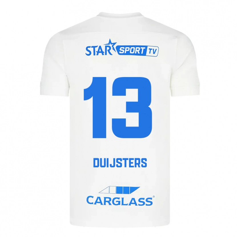 Danxen Heren Gwen Duijsters #13 Wit Blauw Uitshirt Uittenue 2025/26 T-Shirt