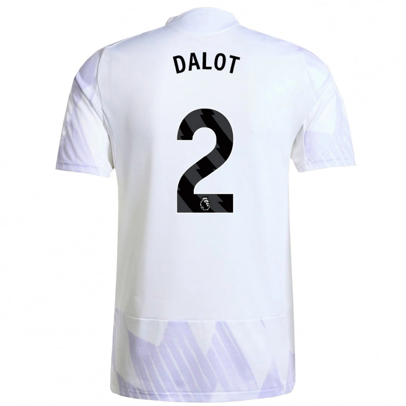 Danxen Heren Diogo Dalot #2 Wit Paars Paars Uitshirt Uittenue 2025/26 T-Shirt