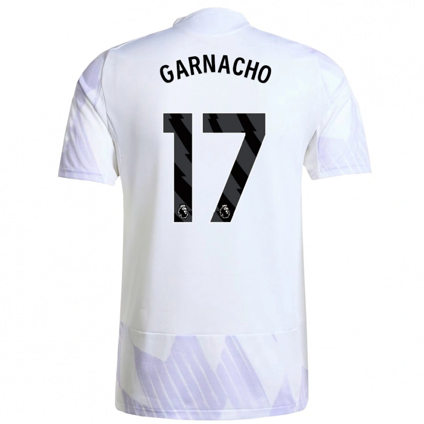 Danxen Heren Alejandro Garnacho #17 Wit Paars Paars Uitshirt Uittenue 2025/26 T-Shirt