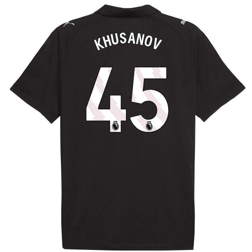 Danxen Heren Abdukodir Khusanov #45 Zwart Wit Uitshirt Uittenue 2025/26 T-Shirt