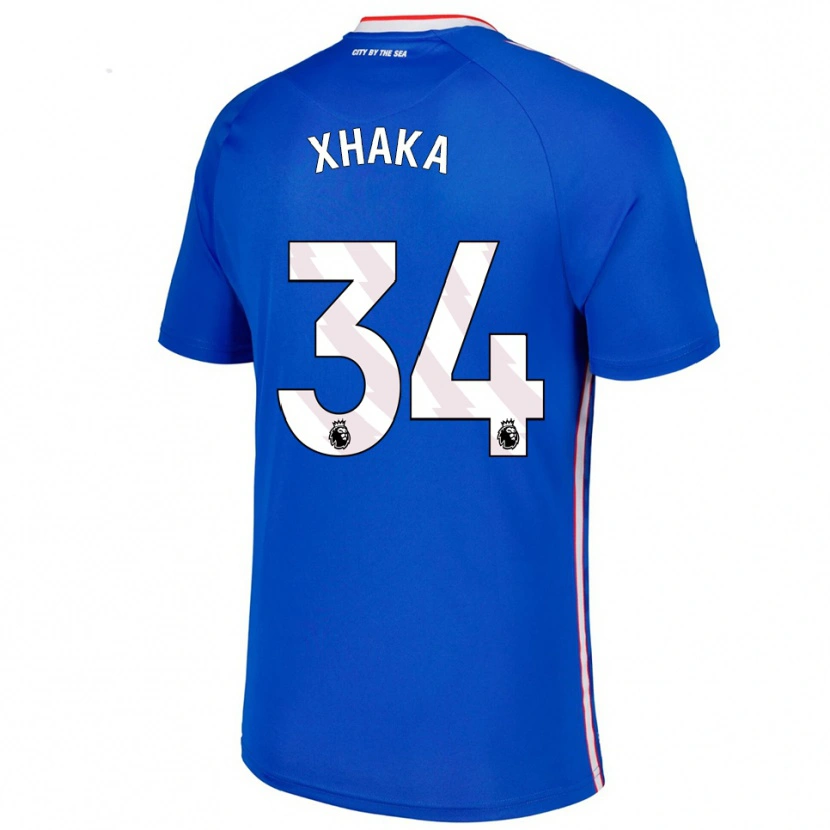 Danxen Heren Granit Xhaka #34 Blauw Wit Uitshirt Uittenue 2025/26 T-Shirt