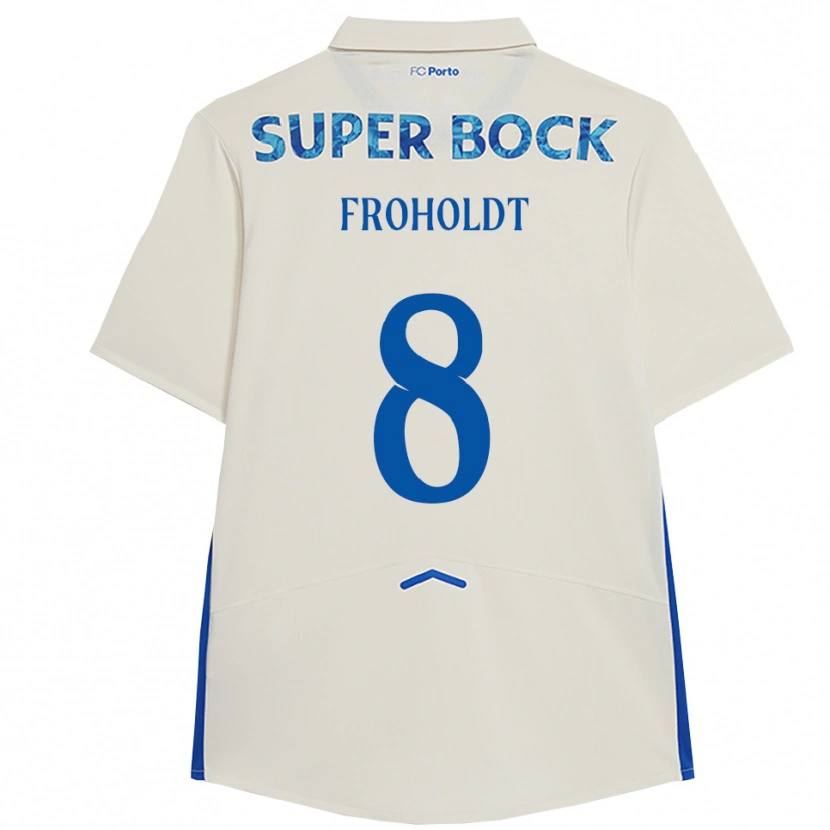 Danxen Heren Victor Froholdt #8 Wit Blauw Thuisshirt Derde Tenue 2025/26 T-Shirt