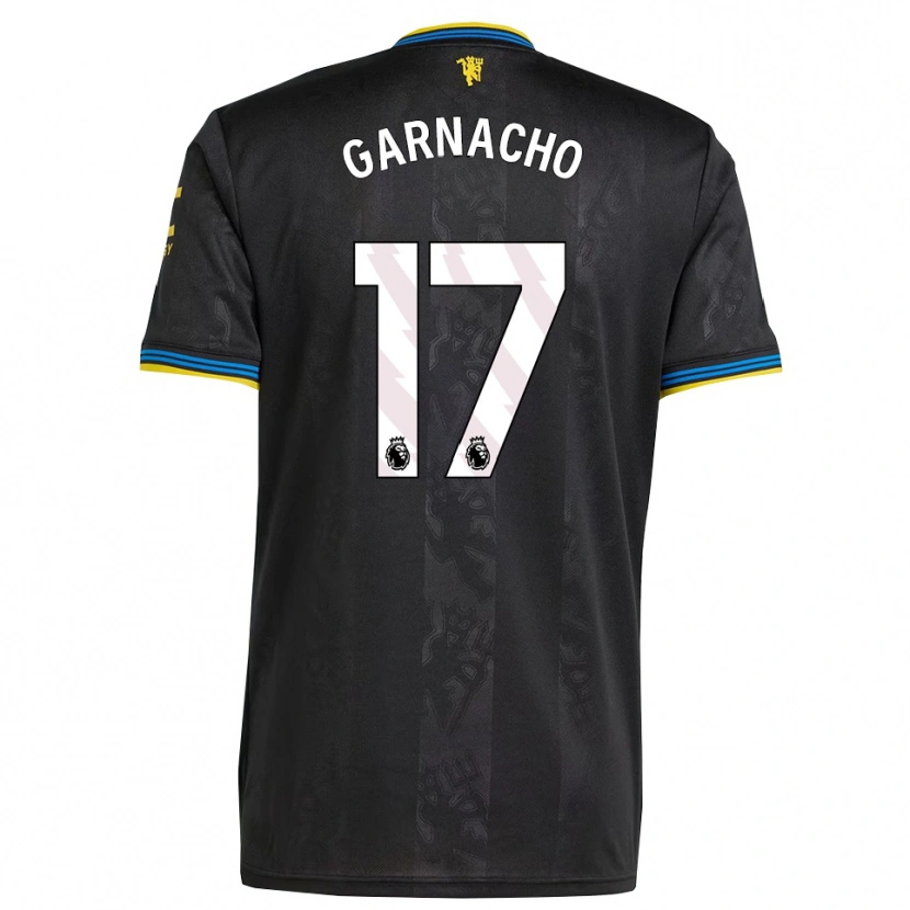 Danxen Heren Alejandro Garnacho #17 Zwart Geel Blauw Thuisshirt Derde Tenue 2025/26 T-Shirt