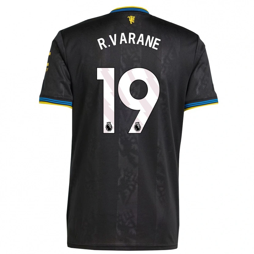 Danxen Heren Raphael Varane #19 Zwart Geel Blauw Thuisshirt Derde Tenue 2025/26 T-Shirt