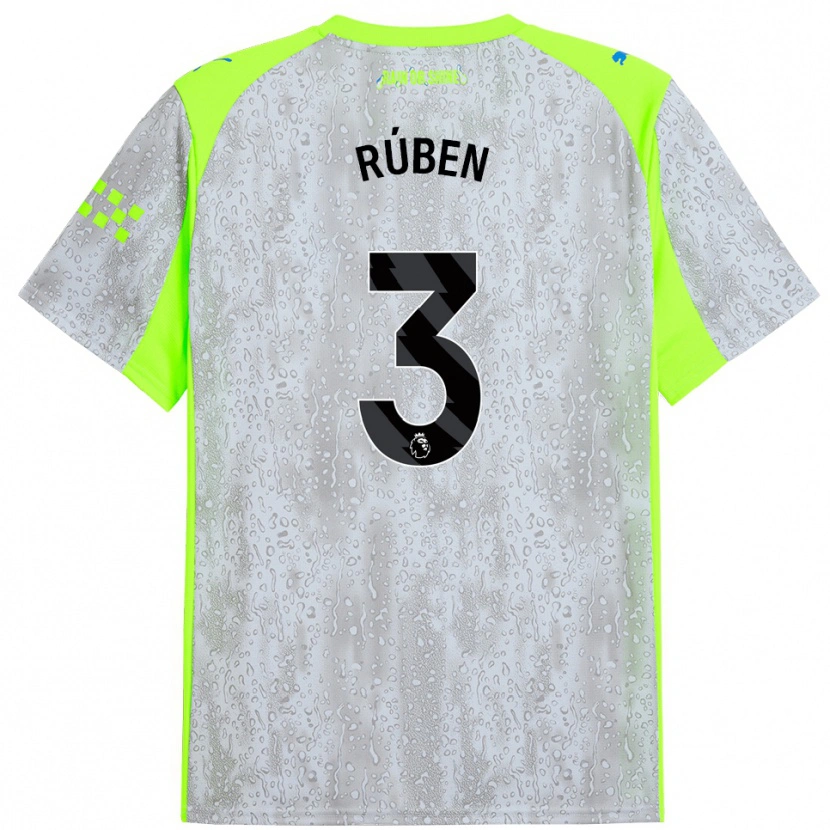Danxen Heren Rúben Dias #3 Grijs Geel Thuisshirt Derde Tenue 2025/26 T-Shirt