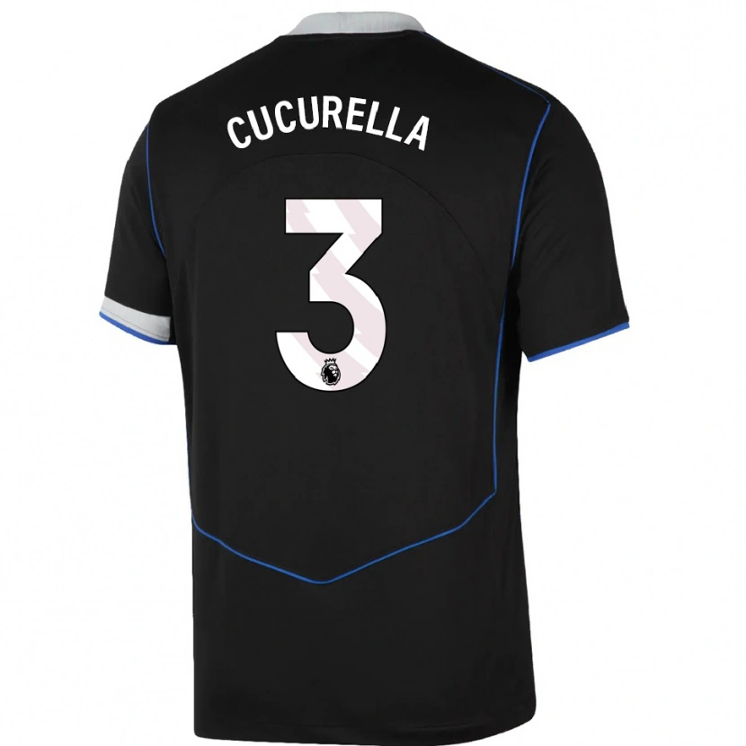 Danxen Heren Marc Cucurella #3 Zwart Blauw Zilver Thuisshirt Derde Tenue 2025/26 T-Shirt