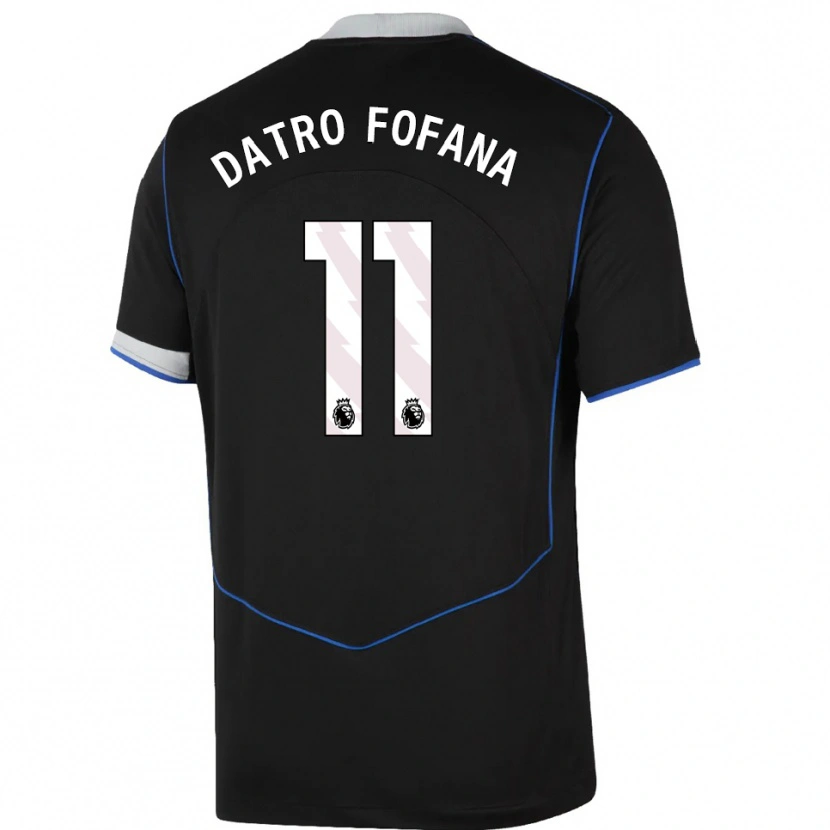 Danxen Heren David Datro Fofana #11 Zwart Blauw Zilver Thuisshirt Derde Tenue 2025/26 T-Shirt